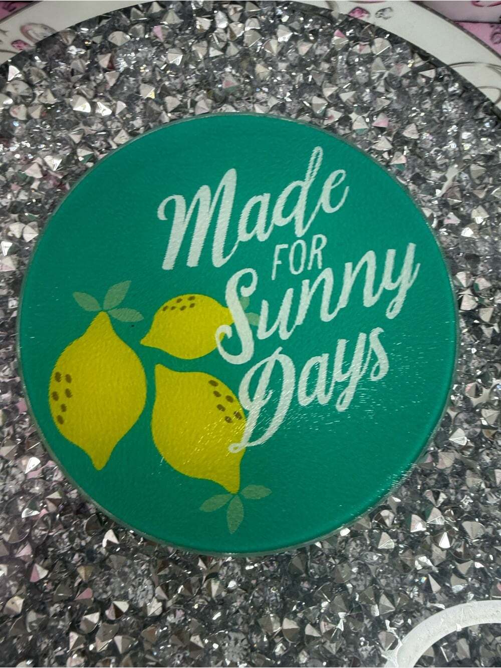 Cutting board Made for Sunny Days Lemon Graphic Trinket Dish - Teal & Yellow